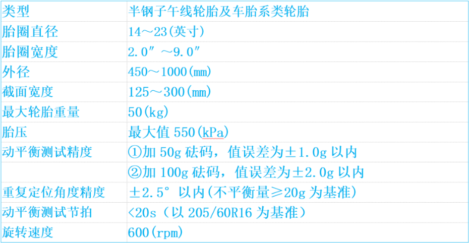 轮胎动平衡机设备参数